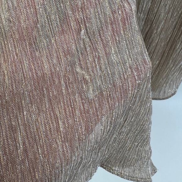 Aqua Gold Ruffled Cap Sleeve Off Shoulder Metallic Maxi Gown Sz 4 NWT - Picture 5 of 14